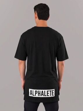 Alphalete Black Short-Sleeve Tee with White Back Logo